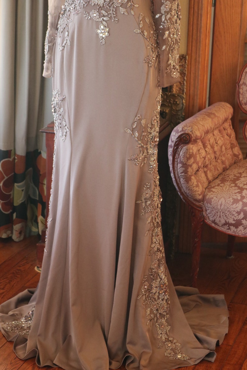 SALE Wedding dress beaded mocha gold sexy bridal gown flapper Etsy