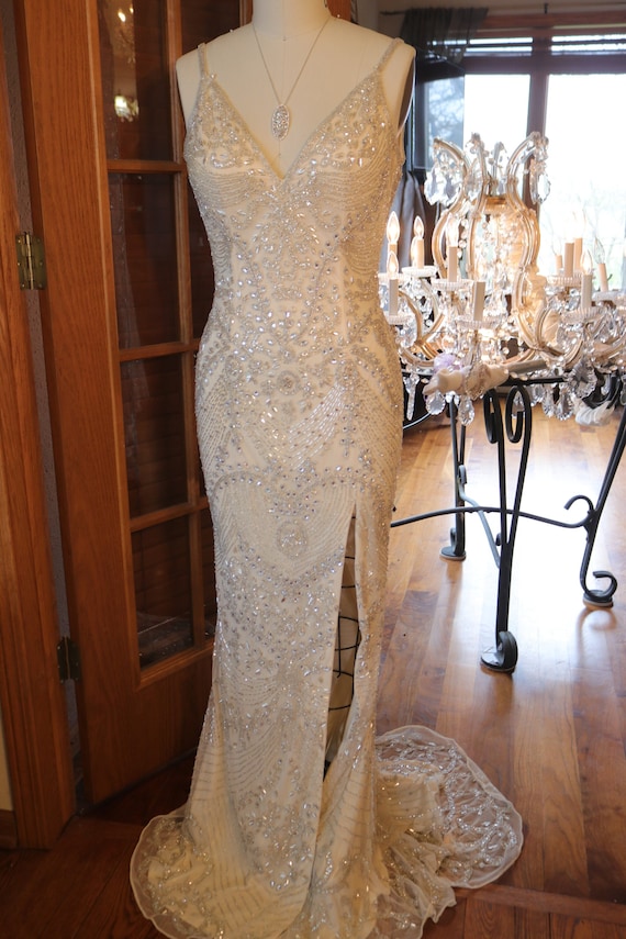 FLAPPER 1920s Wedding dress beaded lace 1920s 1930