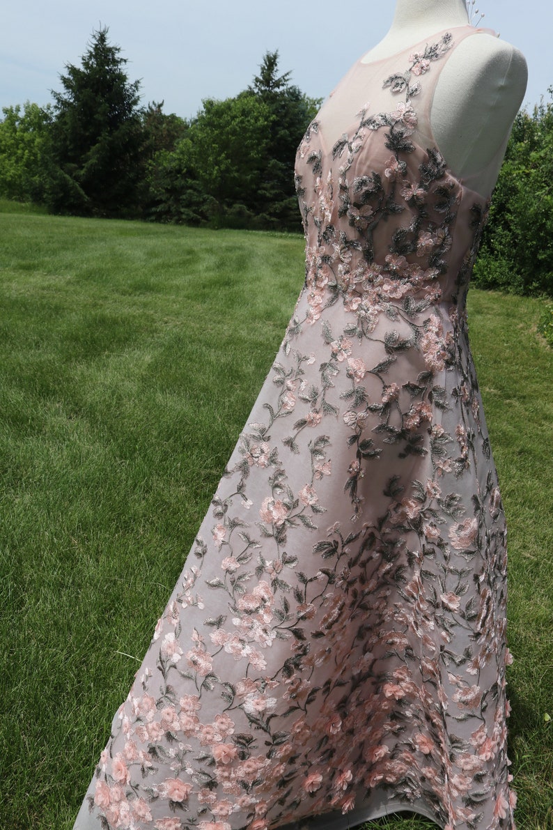 Pink Floral Wedding Dress Pink Flower Bridal Callgown Garden Etsy