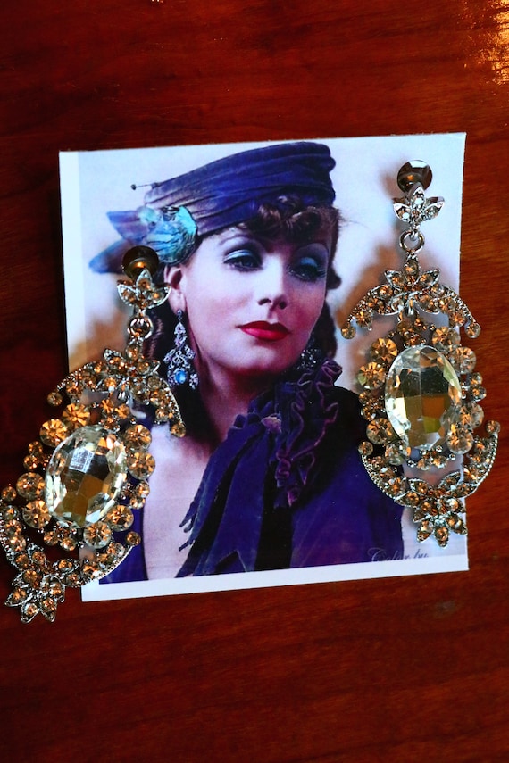 Flapper Rhinestone Art deco Chandelier earrings we