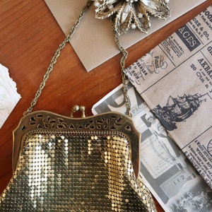 Gold vintage antique wedding cocktail purse bag evening bag wedding dress perfect flapper cocktail purse image 4
