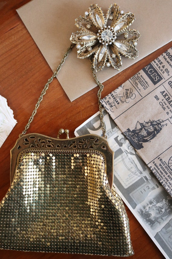 Gold vintage antique wedding cocktail purse bag e… - image 4