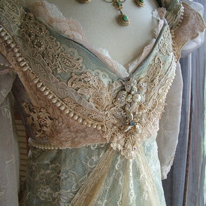 Original Handmade Vintage Inspired Cinderella "Ever After Breathe" Wedding gown titanic Victorian Empire Style