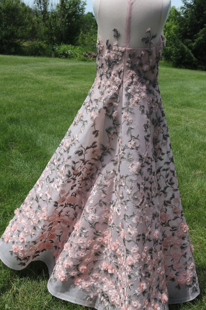 Pink Floral Wedding Dress Pink Flower Bridal Callgown Garden Etsy