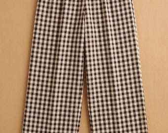 Pantalones a cuadros 100% algodón con bajo con volantes