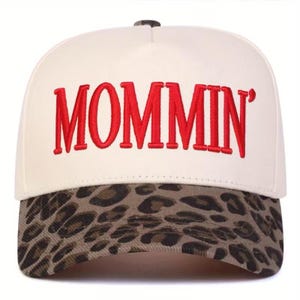MOMMIN’ Embroidered Cotton Cheetah  Trucker Hat