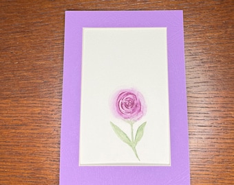 Pintura floral original sobre papel con bordes irregulares / Arte botánico de 4,5 x 6,5 cm / Decoración de pared de estilo romántico y delicado