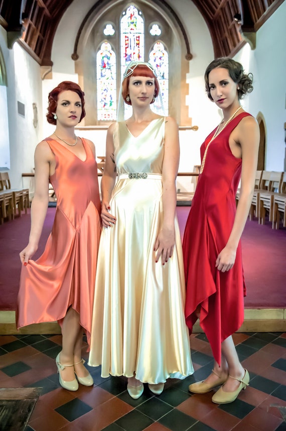 1920 s Vintage Style Silk Bias Cut Flapper Dress. Downton Abbey Great Gatsby Etsy