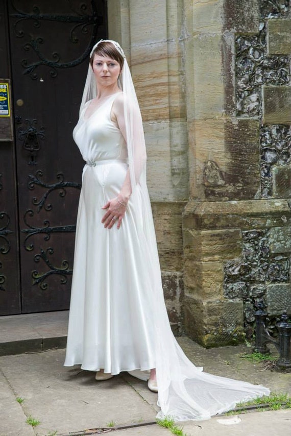 vintage style silk wedding dress