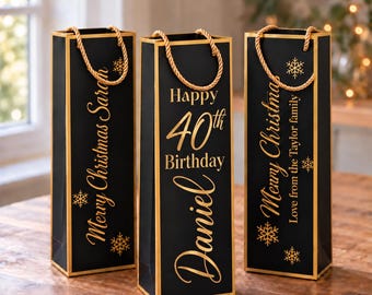 Personalised wine bottle gift bag | Custom bottle bag | birthday wine bag | christmas bottle bag | personalised gift bag | bottle holder