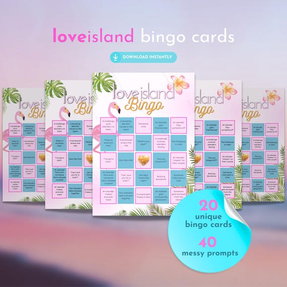 Love Island USA Season 8 Bingo | 20 Cards | Watch Party, Drinking Game, Girls Night