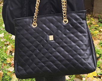 Sac à bandoulière DIAMONDS EN CUIR VÉRITABLE, sac emblématique élégant, sac de soirée matelassé minimaliste, grand fourre-tout, éternel sac tendance, fabriqué en Grèce