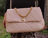 DIAMONDS ARE FOREVER Genuine Leather Crossbody Bag, Quilted Large Bag, Minimalist Flap Bag, Convertible Top Handle Bag, Timeless Fashion Bag