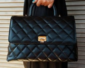 Classic Style Genuine Leather Flap Bag Quilted Elegant Large 