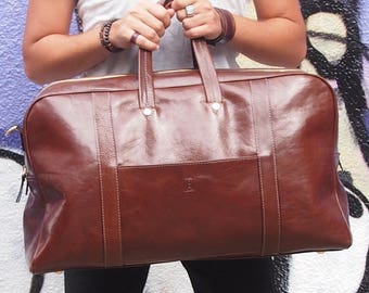 Handgefertigte Leder-Reisetasche im zeitlosen Stil, Herren-Übernachttasche, Leder-Weekender, Gepäck, Handgepäck, braune Herrentasche, Sac de Voyage