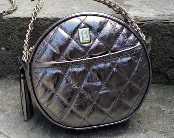 Diamonds Classic Style Genuine Leather Crossbody Bag Elegant 