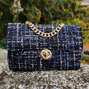 Cotton Crossbody Bag Elegant Boho Top Handle Bag Handmade Evening Leather Flap Bag Eternal Fashion Tweed Bag Made in Greece