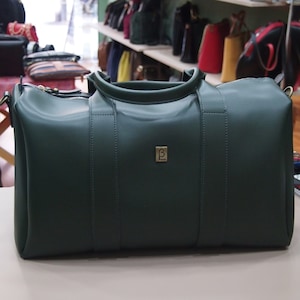 Reisetasche Frauen, PU-Leder Grün Weekend Bag, große Weekender Tasche, Frauen Weekender, Urlaubstasche, Handtasche, Schultertasche, griechische handgefertigte Tasche