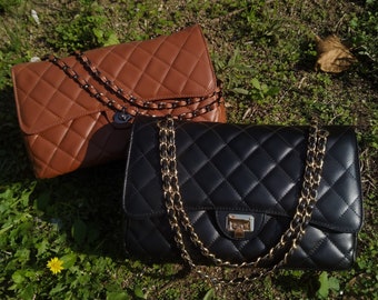leather quilted purse
