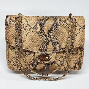 Snake Max Genuine Leather Shoulder Bag, Double Flap Leather Interior Bag, Convertible Large Crossbody Bag for Women, Handmade Greek Product
