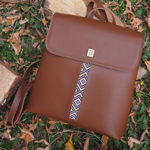 Convertible Backpack, Taupe Shoulder Bag, PU Leather Handbag, Casual Backpack, Women Shoulder Bag, Unique Bag, Women Bag, Made in Greece