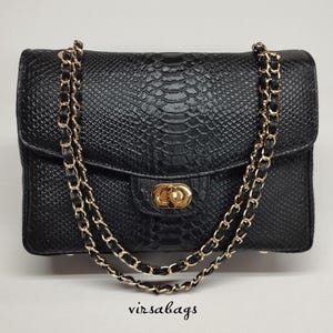 Snake Max Genuine Leather Shoulder Bag, Double Flap Leather Interior Bag, Convertible Large Crossbody Bag for Women, Handmade Greek Product