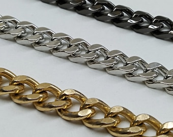 Hochwertiger Metallriemen, rost- und anlauffrei, Ersatzriemen, Länge auswählen, alle Farben für Kette verfügbar, hergestellt in Griechenland