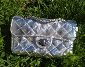 Single Flap Genuine Leather Shoulder Bag, Quilted Crossbody Bag, Luxurious Handbag, Unique Evening Bag, Women Handbag, Handmade Greek Purse