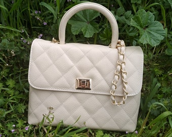 Classic Style Genuine Leather Flap Bag Quilted Elegant Large -  Norway