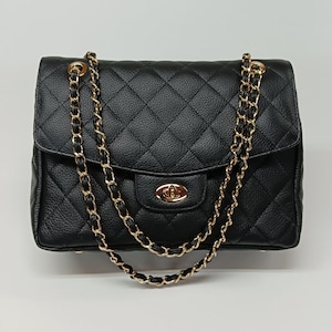 Chanel Navy Quilted Lambskin and Imitation Pearls Flap Bag Gold Hardware (Very Good)