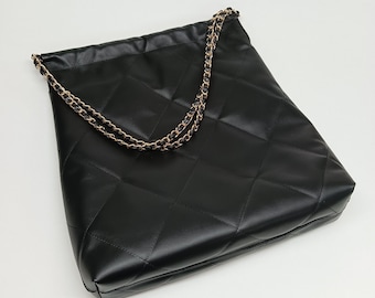 ETERNAL DIAMONDS, Borsa a mano trapuntata in vera pelle, Borsa a tracolla da donna in pelle di vitello, Borsa grande di alta qualità, Prodotto di lusso realizzato artigianalmente in Grecia