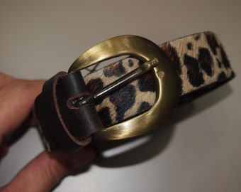 Animal Print Leather Women Belt, Genuine Leather Belt, Leather Hip Belt, Leopard Style Belt, High Quality Leather Belt, Made in Greece