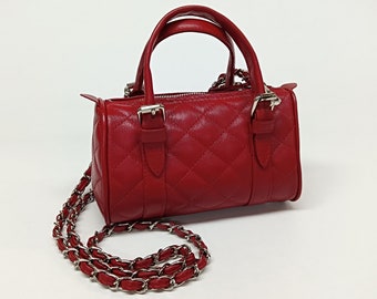 ETERNAL DIAMONDS Porte-monnaie matelassé en cuir de veau véritable, sac à bandoulière pour femme élégante, sac à bandoulière convertible, sac à main emblématique, fabriqué en Grèce