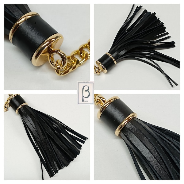 Genuine Leather Tassel, Handmade Calfskin Tassel, Luxurious Bag Decorative, Elegant Laether Keychain, Purse Accessory, Made in Greece