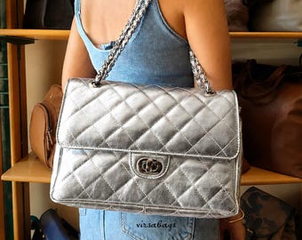 ETERNAL DIAMONDS Genuine Leather Quilted Shoulder Bag, Elegant Women Bag, Convertible Crossbody Bag, Large Size Flap Bag, Made in Greece