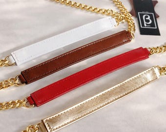 Top Quality Genuine Leather Strap, Adjustable Chain Strap, Replacement Strap, Select Length, All Colours for Leather & Chain Available