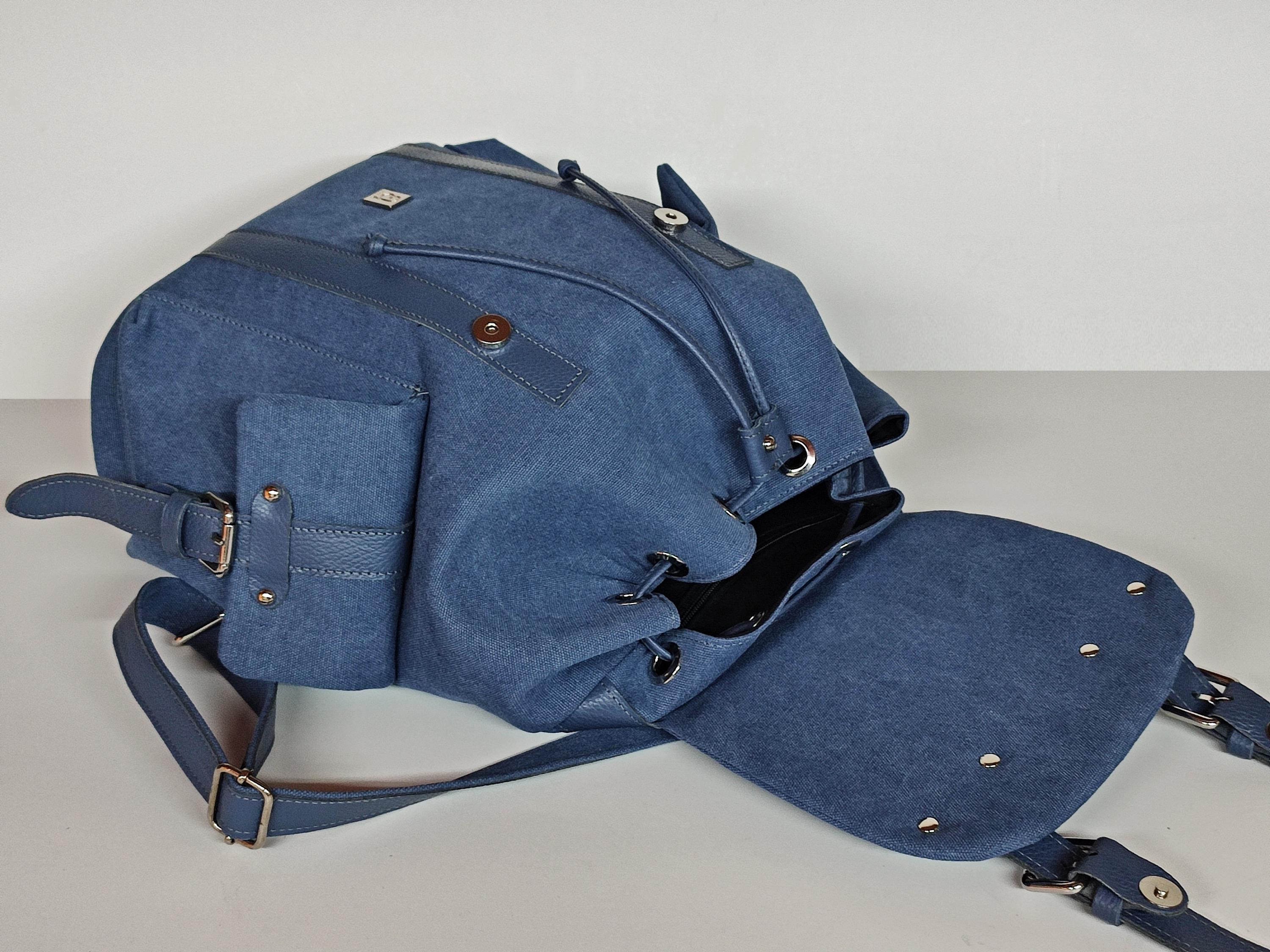 XL Denim Backpack, Genuine Leather Details Bag, Available in  display picture 2