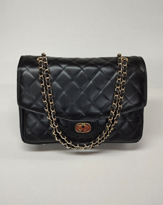 Borsa a tracolla trapuntata da donna in pelle PU nera con