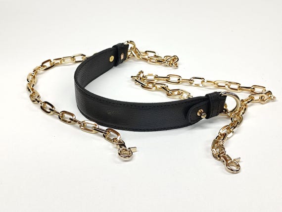 Genuine Leather Padded Chain Strap, Elegant Leather Shoulder Pad Strap, Select Any Length, All Colours Available, Handmade Greek Product