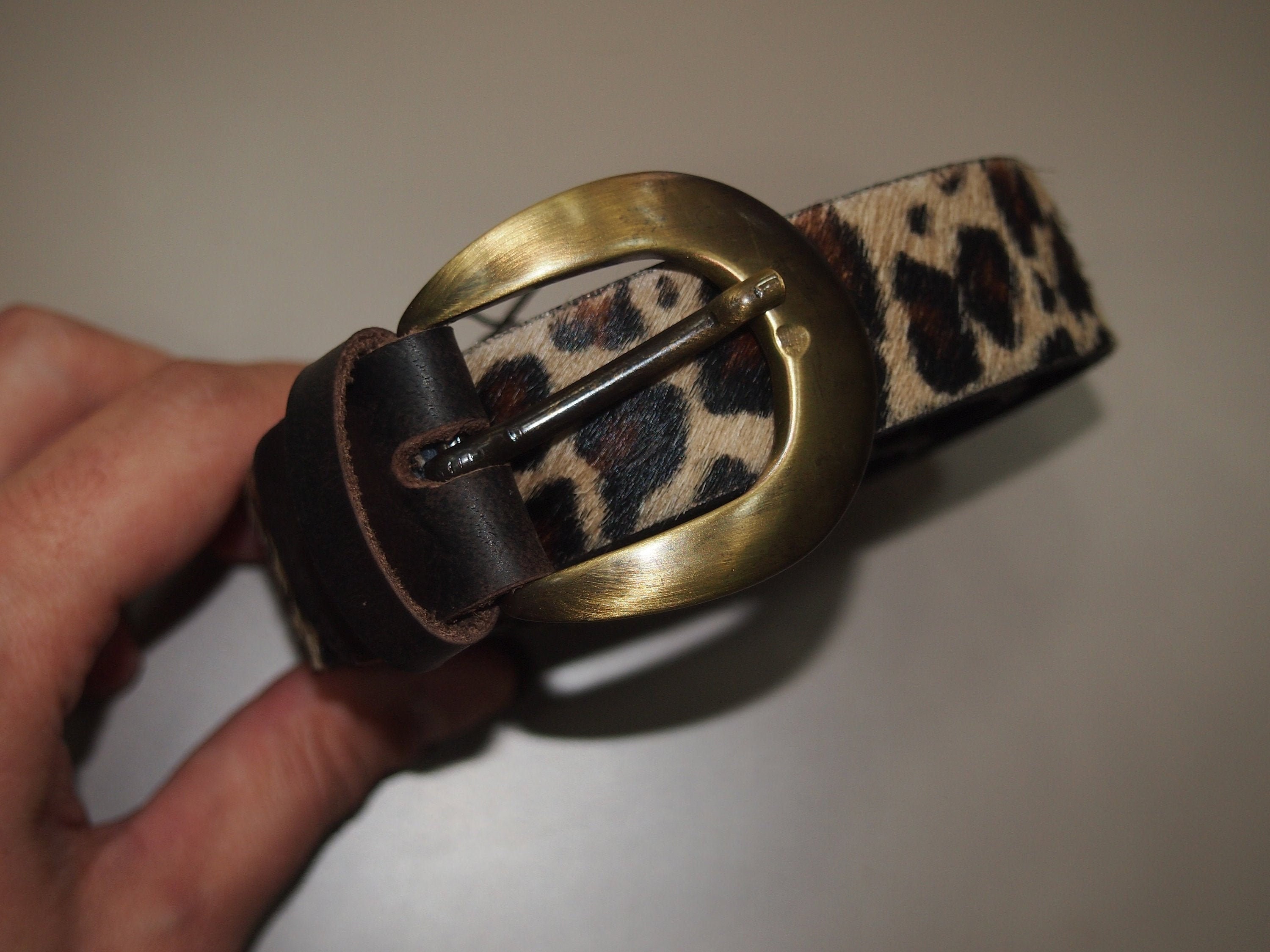 Animal Print Leather Women Belt, Genuine Cowhide Leo Belt, Leather