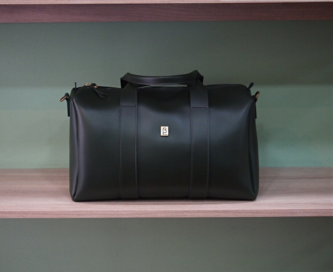 Travel Bag Women PU Leather Green Weekend Bag Large Duffle Etsy