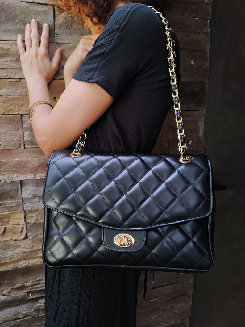 DIAMONDS ARE ETERNAL Alternative Max Genuine Leather Shoulder Bag, Leather Lining Double Flap Bag, Convertible Elegant Women Crossbody Bag image 1