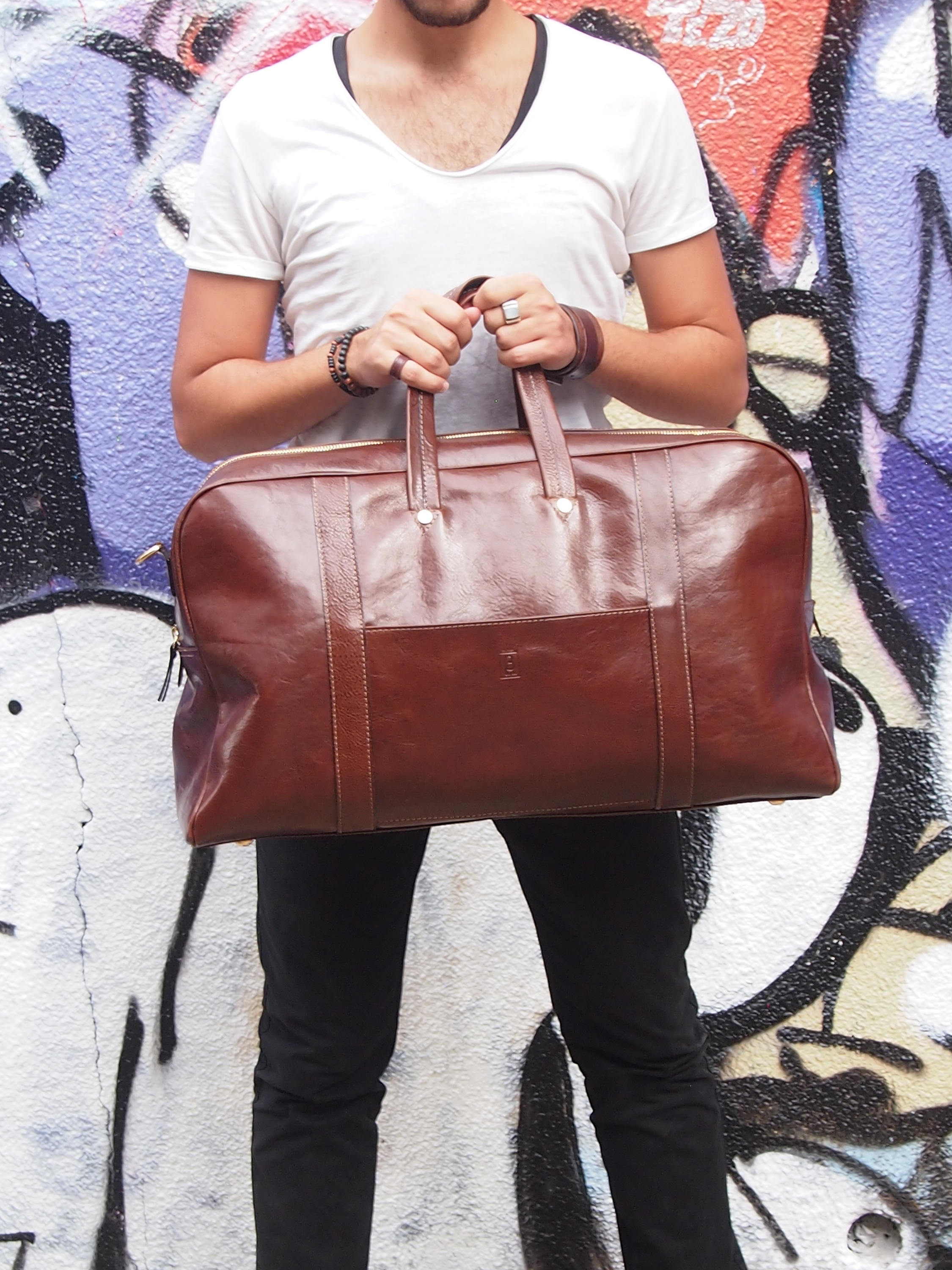 Timeless Style Handmade Leather Duffle Bag Men Overnight Bag 