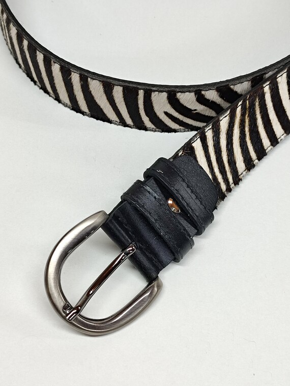Black and White Leather Women Belt, Zebra Style Belt  display picture 3