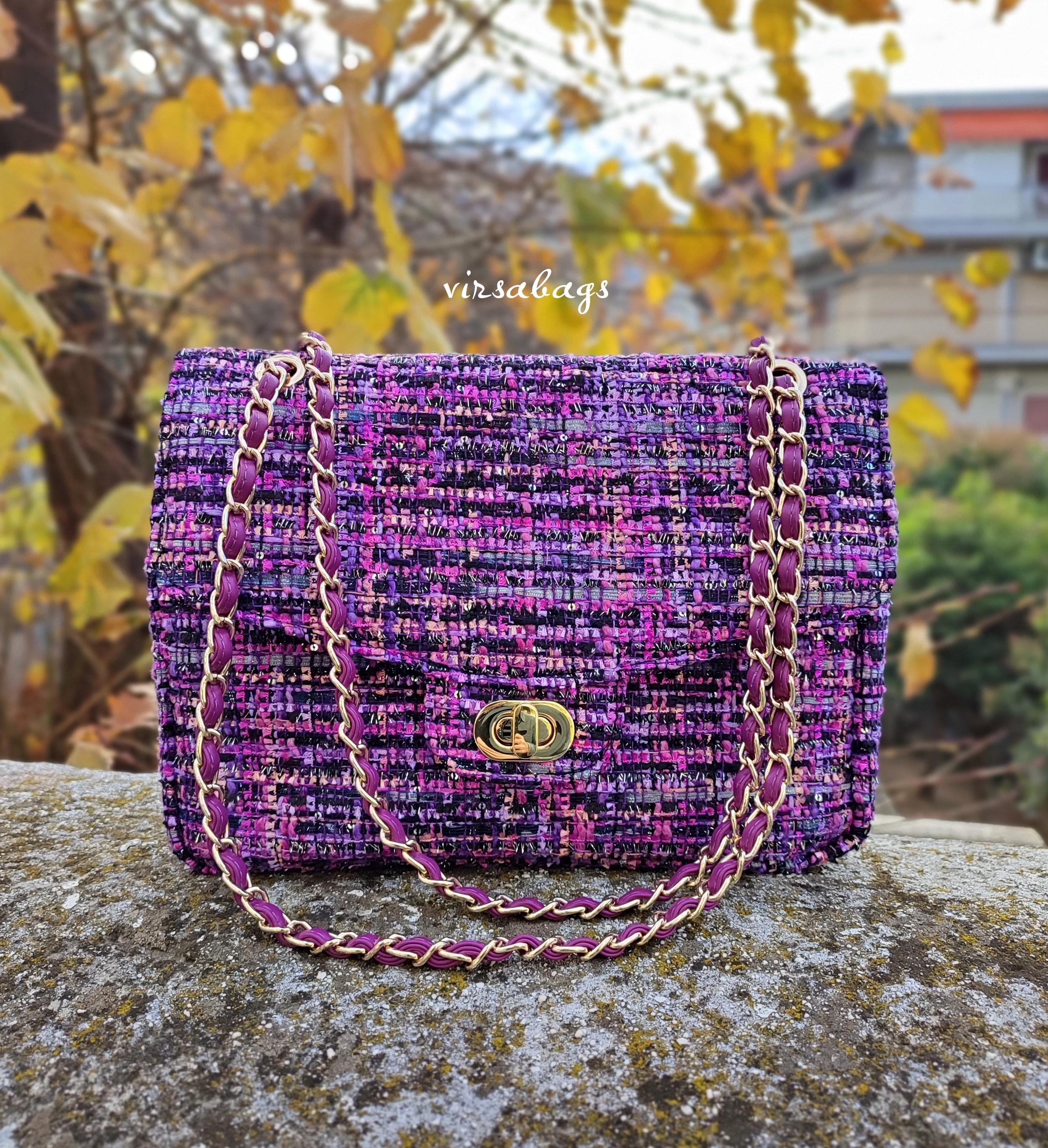 Top Quality Tweed Large Shoulder Bag, Double Flap Boho Bag 