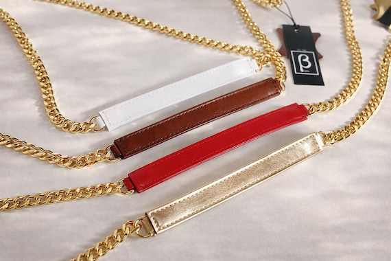 Top Quality Genuine Leather Strap, Adjustable Chain Strap, Replacement Strap, Select Length, All Colours for Leather & Chain Available