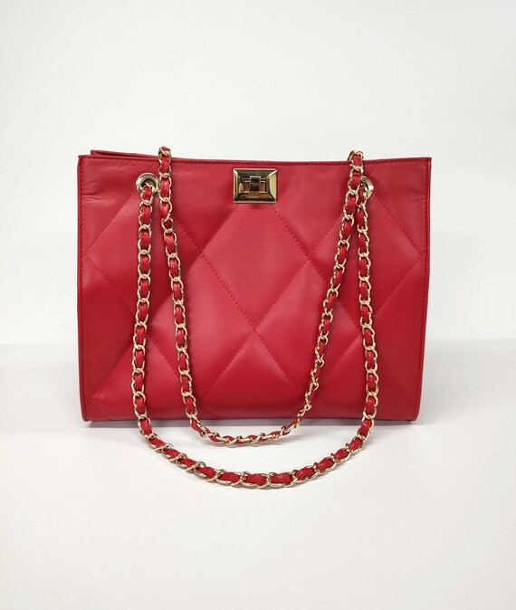 Chain detail turn lock bag sale