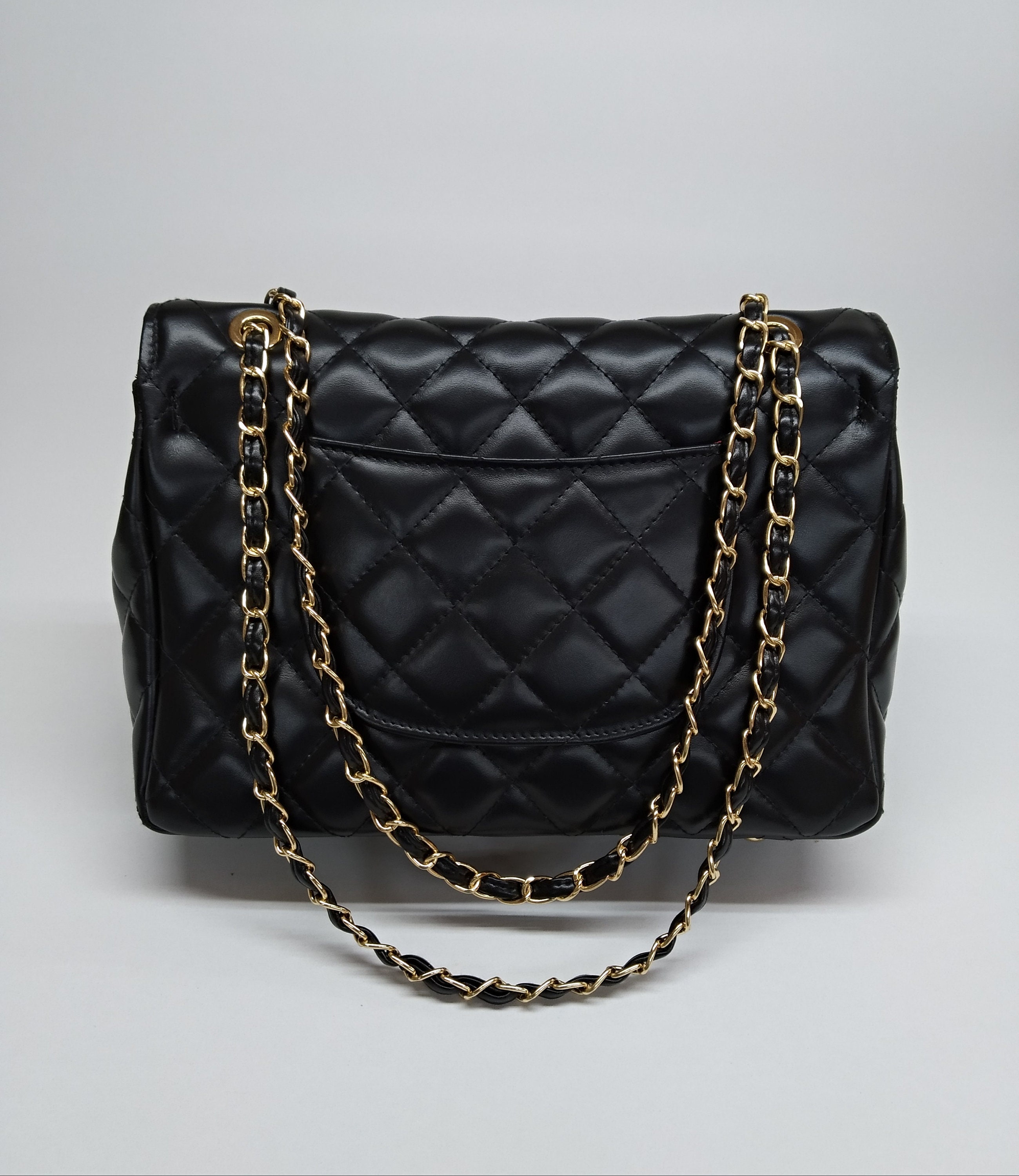 Classic Style XL Diamonds Genuine Leather Shoulder Bag, Quilted Elegant Bag, Minimalist Bag, Iconic Black Crossbody Bag, Eternal Fashion Bag