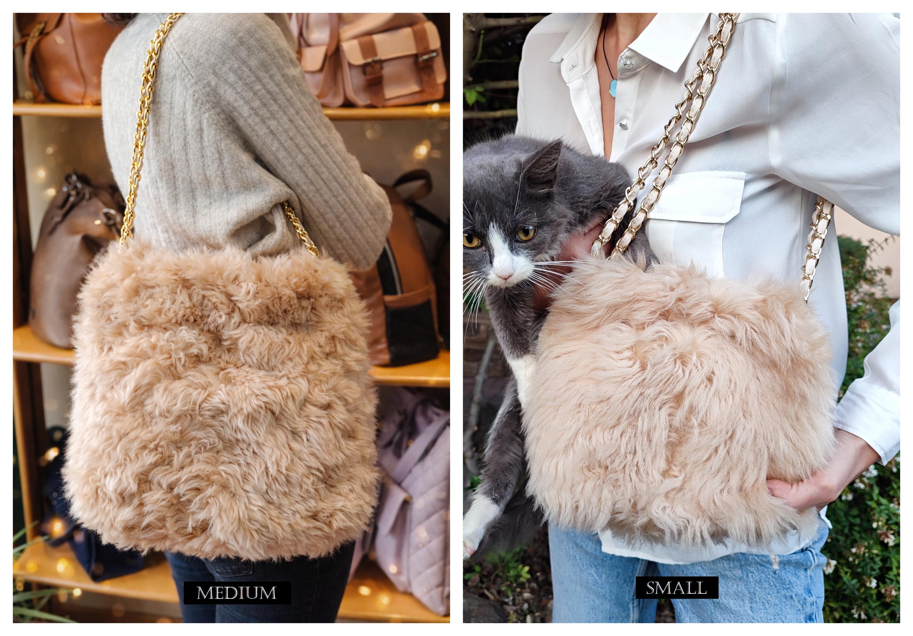 Genuine Sheepskin Shoulder Bag, Medium Size Purse for Women 