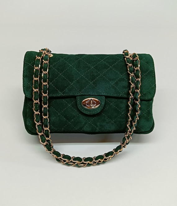 Crossbody bag in quilted suede leather